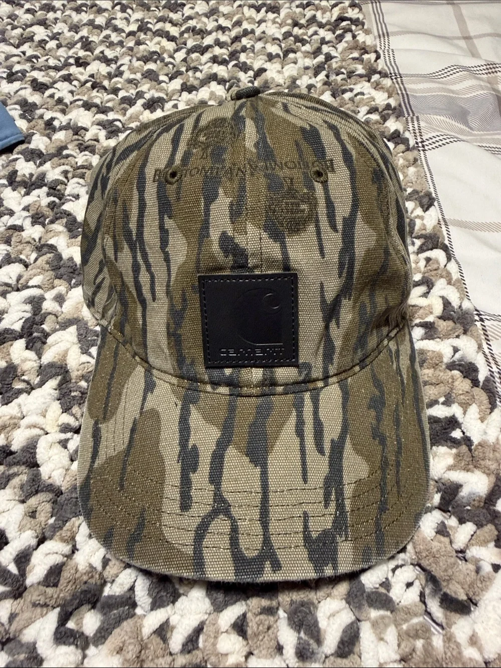 Carhartt Olive Green & Black Camo Leather Patch Cap